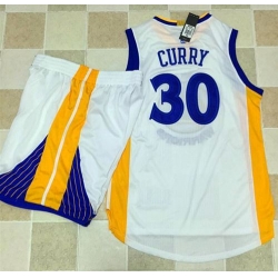 Warriors #30 Stephen Curry White A Set Stitched NBA Jersey