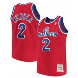 Men Bullets Chris Webber Red 2 Mitch Ness NBA Jersey