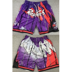 Men Toronto Raptors Purple Red Mitchell 26Ness Shorts  28Run Small 29