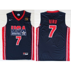 1992 Olympics Team USA 7 Larry Bird Navy Blue Swingman Jersey 