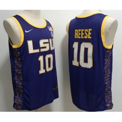 Men LSU Tigers #10 Angel Reese Purple Baseball Stitched NCAA Jersey