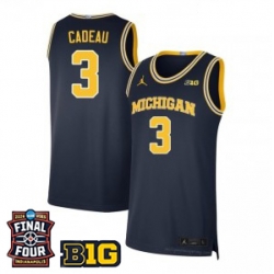 Men Michigan Wolverines Elliot Cadeau #3 Jordan Stitched Blue Final FOUR Patch Jersey