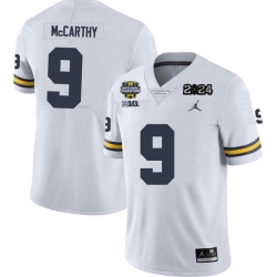 Men Michigan Wolverines J.J. Mccarthy Maize #9 College Football White 2024 National Champions Jersey