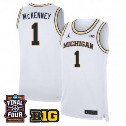 Men Michigan Wolverines Trey Mckenney #1 Jordan Stitched White Final FOUR Patch Jersey