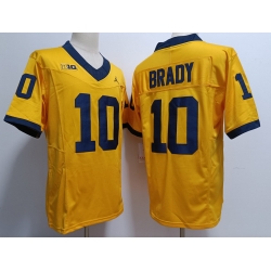 Men Women Youth Michigan Wolverines #10 Tom Brady Yellow 2023 F U S E College Football Jersey