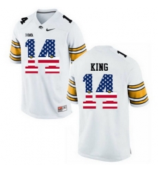 Iowa Hawkeyes 14 Desmond King White USA Flag College Football Limited Jersey