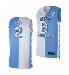 North Carolina Tar Heels Caleb Love 2021 Blue White Split Edition Special Jersey