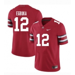 Men Nike #12 Egbuka Ohio State Buckeyes Scarlet NCAA Football Jersey