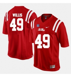 Men Patrick Willis Red Ole Miss Rebels Alumni Football Game Jersey