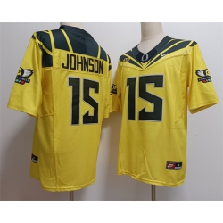 Men Oregon Ducks 15 Tez Johnson Yellow 2024 F U S E  Stitched Jersey