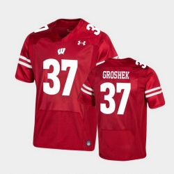 Men Wisconsin Badgers Garrett Groshek Premier Red Football Jersey