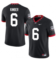 2020 Men #6 Jalen Kimber Georgia Bulldogs Mascot 100th Anniversary College Football Jerseys Sale-Bla