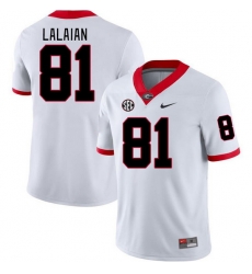 Men #81 David Lalaian Georgia Bulldogs College Football Jerseys Stitched-White