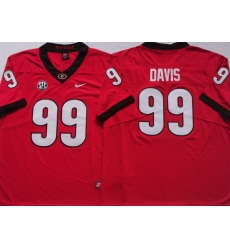 Men #99 Jordan Davis Georgia Bulldogs College Football Jerseys red