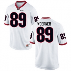 Men Georgia Bulldogs #89 Charlie Woerner College Football Jerseys-White