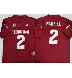 Men Texas A 26M Aggies Lions 2 Johnny Manziel Red 2025 F U S E  Stitched Jersey