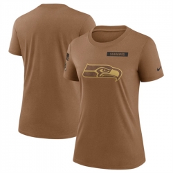 Women Seattle Seahawks 2023 Brown Salute To Service Legend Performance T Shirt