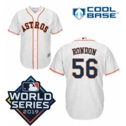 Mens Majestic Houston Astros 56 Hector Rondon Replica White Home Cool Base Sitched 2019 World Series Patch jersey