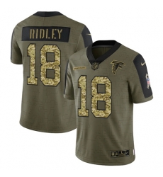 Men Atlanta Falcons 18 Calvin Ridley 2021 Salute To Service Olive Camo Limited Stitched Jersey