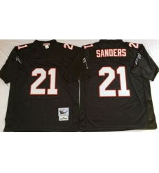 Men Atlanta Falcons 21 Deion Sanders Black M&N Throwback Jersey