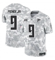 Men Atlanta Falcons 9 Michael Penix Jr  2024 F U S E Arctic Camo Salute To Service Limited Stitched Football Jersey