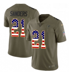 Men Nike Atlanta Falcons 21 Deion Sanders Limited OliveUSA Flag 2017 Salute to Service NFL Jersey