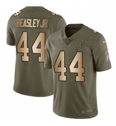 Men Nike Atlanta Falcons 44 Vic Beasley Limited OliveGold 2017 Salute to Service NFL Jersey