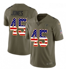 Youth Nike Atlanta Falcons 45 Deion Jones Limited OliveUSA Flag 2017 Salute to Service NFL Jersey