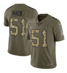 Youth Nike Falcons #51 Alex Mack Olive Camo Stitched NFL Limited 2017 Salute to Service Jersey