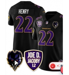 Men Baltimore Ravens Henry #22 Black Joe D. Jacoby 12 Patch Jersey Men Baltimore Ravens Henry #22 Black Joe D. Jacoby 12 Patch Jersey