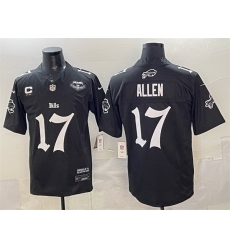 Men Buffalo Bills 17 Josh Allen Black 2025 F U S E   27Gothic Cold Front Edition 27 With Farewell Patch  26 4 Star C Patch Vapor Limited Stitched Football 