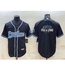 Men Carolina Panthers Black Team Big Logo With Patch Cool Base Stitched Baseball Jersey