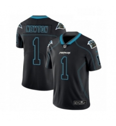 Mens Nike Carolina Panthers 1 Cam Newton Limited Lights Out Black Rush NFL Jersey