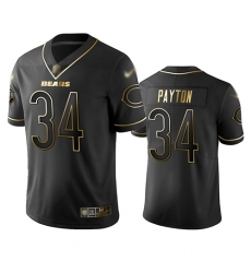 Bears 34 Walter Payton Black Men Stitched Football Limited Golden Edition Jersey