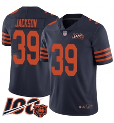 Men Chicago Bears 39 Eddie Jackson Limited Navy Blue Rush Vapor Untouchable 100th Season Football Jersey