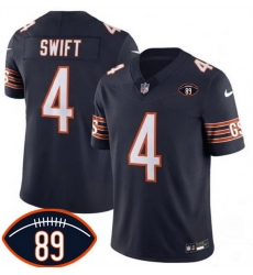 Men Chicago Bears  4 D Andre Swift Navy 2026 With Mike Ditka 89 Patch F U S E  Vapor Untouchable Limited Stitched Football Jersey