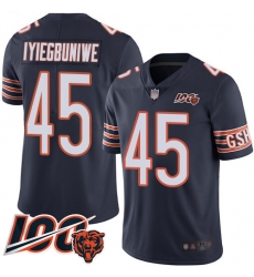 Men Chicago Bears 45 Joel Iyiegbuniwe Navy Blue Team Color 100th Season Limited Football Jersey