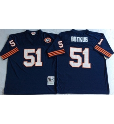 Men Chicago Bears 51 Dick Butkus Navy M&N Throwback Jersey