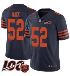 Men Chicago Bears 52 Khalil Mack Limited Navy Blue Rush Vapor Untouchable 100th Season Football Jersey