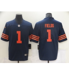 Men Nike Chicago Bears Justin Fields 1 Navy Rush Limited Jersey