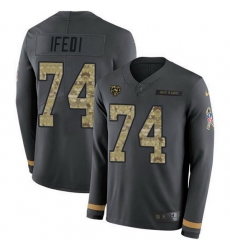 Nike Bears 74 Germain Ifedi Anthracite Salute to Service Men Stitched NFL Limited Therma Long Sleeve Jersey