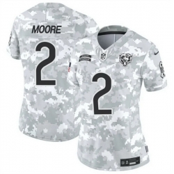 Women Chicago Bears 2 DJ Moore 2024 F U S E Arctic Camo Salute To Service Limited Stitched Football Jersey