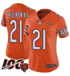 Women Chicago Bears 21 Ha Ha ClintonDix Orange Alternate 100th Season Limited Football Jersey