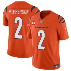 Men Cincinnati Bengals 2 Evan McPherson Orange 2024 F U S E With 1 Star C Patch Vapor Untouchable Limited Stitched Jersey