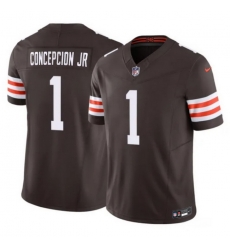 Men Cleveland Browns 1 KC Concepcion Jr Brown 2026 F U S E Vapor Limited Stitched Football Jersey Men Cleveland Browns 1 KC Concepcion Jr Brown 2026 F U S E Vapor Limited Stitched Football Jersey