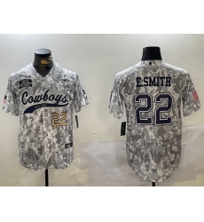 Men Dallas Cowboys 22 Emmitt Smith 2024 Arctic Camo Salute To Service Stitched Baseball Jersey 6