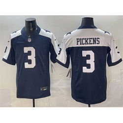 Men Dallas Cowboys 3 George pickens Navy F U S E  Thanksgiving Vapor Limited Stitched Football Jersey