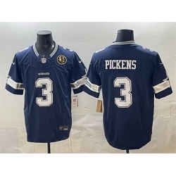 Men Dallas Cowboys 3 George pickens Navy F U S E  With John Madden Patch Vapor Limited Stitched Football Jersey