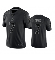 Men Dallas Cowboys 7 Trevon Diggs Black Reflective Limited Stitched Football Jersey