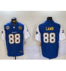 Men Dallas Cowboys 88 CeeDee Lamb 2024 F U S E Navy Gold With Texas 26 John Madden Patch Stitched Football Jersey 2